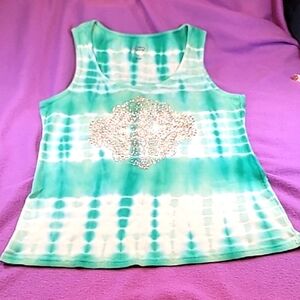 0711. EUC ~ Tie-Dye ~ Tank Top w/ Silver Embellishment ~ XL ~ 100% Cotton ~